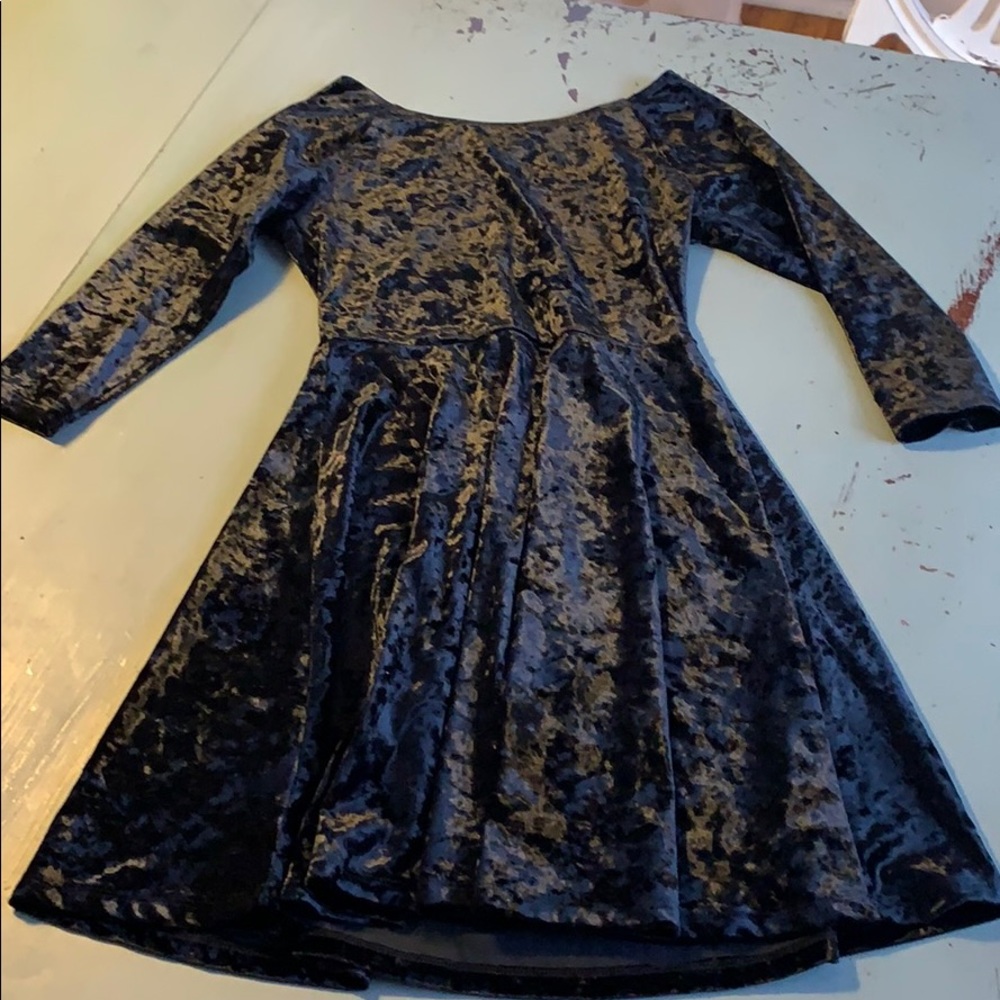 Holiday party dress, black velour